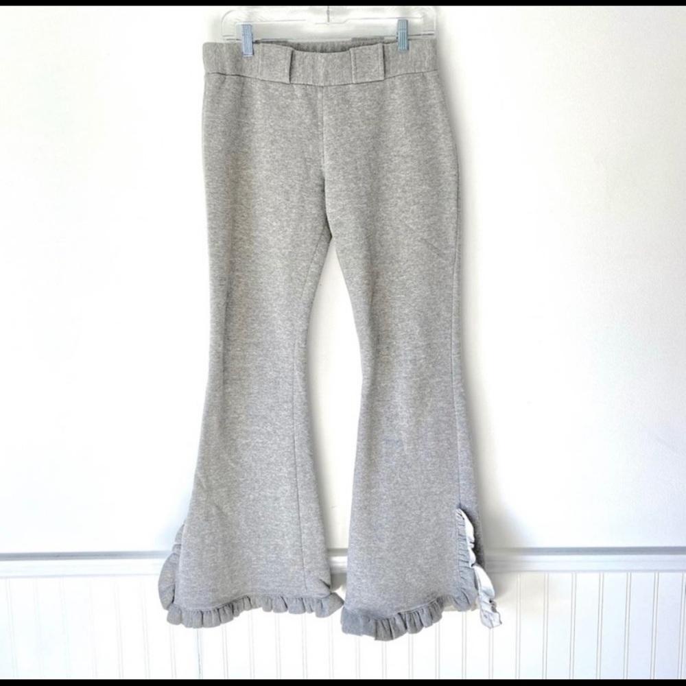 Anna Sui Gray Ruffle Bottom Sweatpants medium